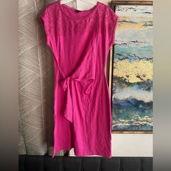 Talbots Dresses & Skirts - NEW Talbots Dress Womens Medium Hot Pink  Jersey Embroidered Casual Bohemian